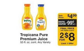 Fairway Store Market Tropicana pure premium juice offer