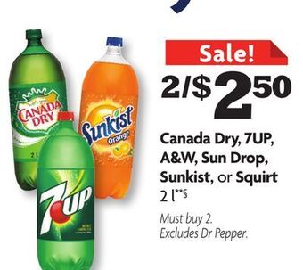 Family Dollar Canada dry, 7up, a & w, sun drop, sunkist, or squirt offer