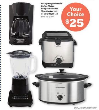 Family Dollar 12-cup programmable coffee maker, 10-speed blender, slow cooker 5 qt., or deep fryer 1.5 l offer