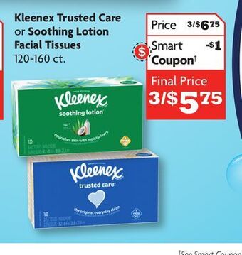 Family Dollar Kleenex trusted care or soothing lotion facial tissues offer