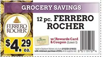 Dearborn Market Ferrero rocher offer