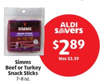 Aldi Simms beef or turkey snack sticks offer