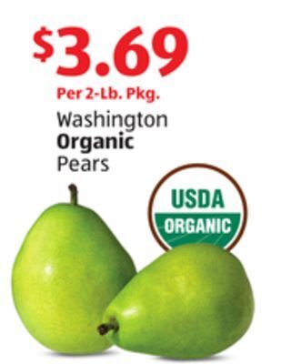 Aldi Washington organic pears offer
