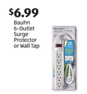 Aldi Bauhn 6-outlet surge protector or wall tap offer