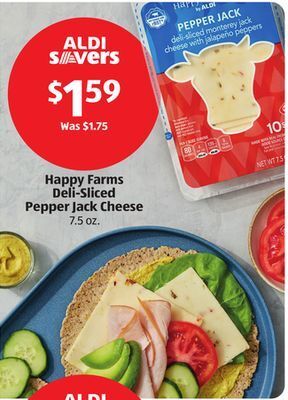 Aldi Happy farms deli-sliced pepper jack cheese offer