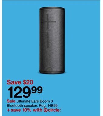 Target Ultimate ears boom 3 bluetooth speaker offer