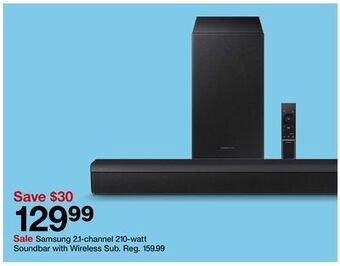 Target Samsung 2.1-channel 210-watt soundbar with wireless sub offer