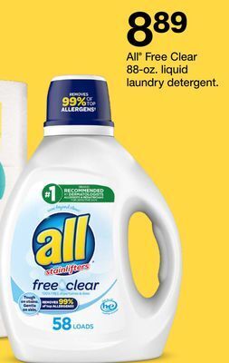 Target All® free clear 88-oz. liquid laundry detergent offer
