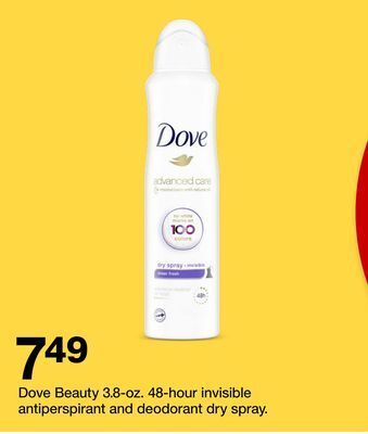 Target Dove beauty 3.8-oz. 48-hour invisible antiperspirant and deodorant dry spray offer