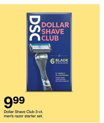 Target Dollar shave club 3-ct. men's razor starter set offer