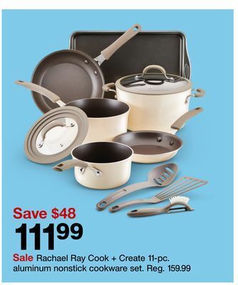 Target Rachael ray cook + create 11-pc. aluminum nonstick cookware set offer