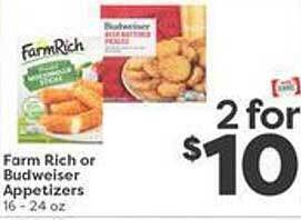 Weis Markets Farm rich or budweiser appetizers offer