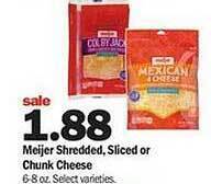 Meijer Meijer shredded sliced or chunk cheese offer