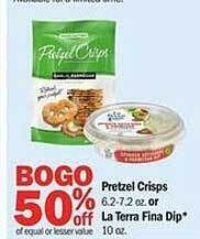 Meijer Pretzel crisps or la terra fina dip offer