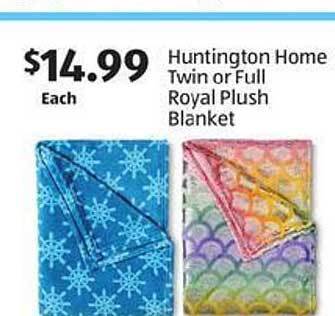 Aldi Huntington home twin or full royal plush blanket offer