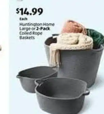 Aldi Huntington home large or 2-pack coiled rope baskets offer