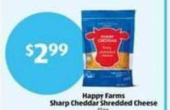 Aldi Happy farms sharp cheddar shredded cheese offer