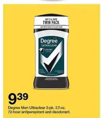 Target Degree men ultraclear 72-hour antiperspirant and deodorant offer