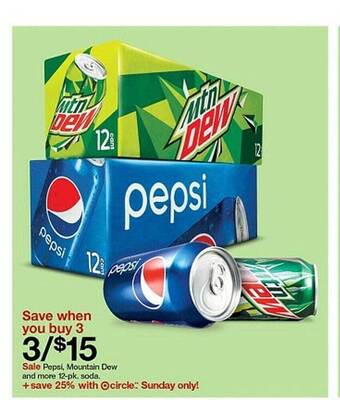Target Pepsi mountain dew and more 12-pk soda offer