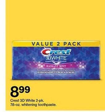 Target Crest 3d white 2-pk 7.6-oz whitening toothpaste offer