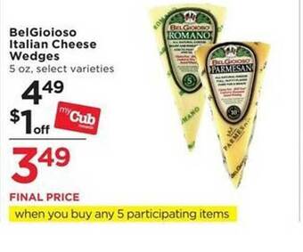 Cub Foods Belgioioso italian cheese wedges offer