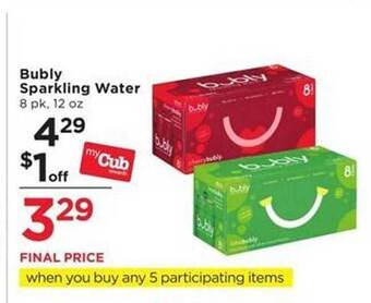 Cub Foods Bubly sparkling water offer