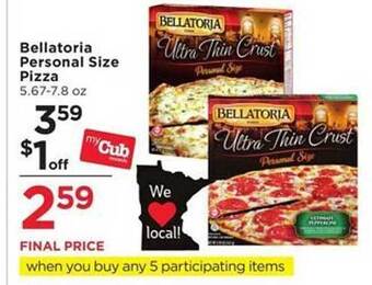 Cub Foods Bellatoria personal size pizza offer