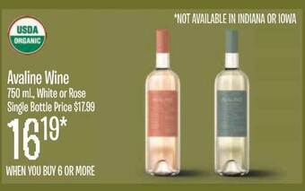 Jewel-Osco Avaline Wine 750 Ml White Or Rose Single Bottle offer
