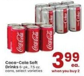 Albertsons Coca-Cola Soft Drinks 6-pk., 7.5 oz cans offer
