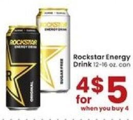 Albertsons Rockstar Energy Drink 12-16 oz. can offer