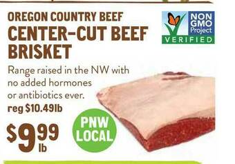 New Seasons Market Oregon Country Beef Center-cut Beef Brisket offer