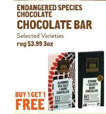 New Seasons Market Endangered Species Chocolate Chocolate Bar offer