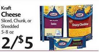 Sunset Foods Kraft Cheese Sliced, Chunk Or Shredded 5-8 Oz offer