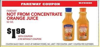 Fareway Fareway Not From Concentrate Orange Juice offer