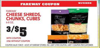 Fareway Fareway Cheese Shreds, Chunks, Cubes offer