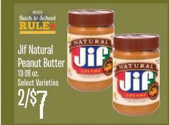 Jewel-Osco Jif Natural Peanut Butter offer