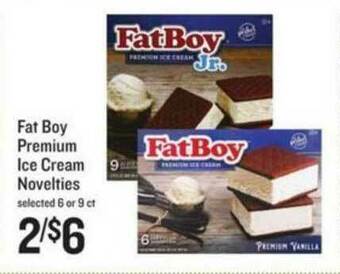 Lowes Foods Fat Boy Premium Ice Cream Novelties 6 Or 9 Ct offer