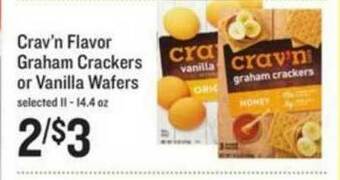 Lowes Foods Crav'n Flavor Graham Crackers Or Vanilla Wafers 11-14.4 Oz offer