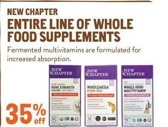 New Seasons Market New Chapter Entire Line Of Whole Food Supplements offer