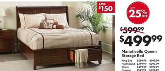Big Lots Manoticello queen storage bed offer