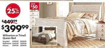 Big Lots Willowton or trinell queen bed offer