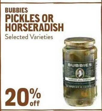 New Seasons Market Bubbies Pickles Or Horseradish offer