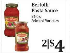 Rosauers Bertolli Pasta Sauce offer