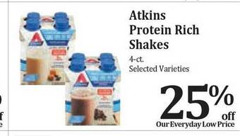 Rosauers Atkins Protein Rich Shakes 25% Off offer