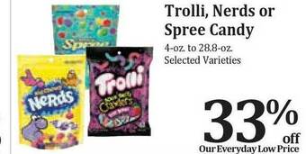 Rosauers Trolli, Nerds Or Spree Candy 33% Off offer