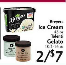 Sunset Foods Breyers Ice Cream Or Talenti Gelato offer