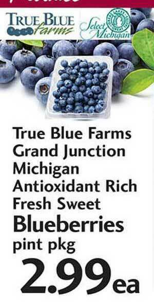 Sunset Foods True Blue Farms Grand Junction Michigan Antioxidant Rich Fresh Sweet Blueberries offer