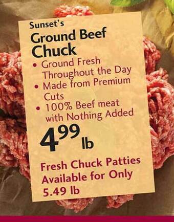 Sunset Foods Sunset's Ground Beef Chuck offer