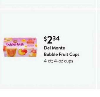 Walmart Del Monte Bubble Fruit Cups offer