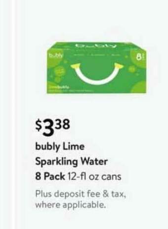 Walmart Bubly Lime Sparkling Water 8 Pack offer